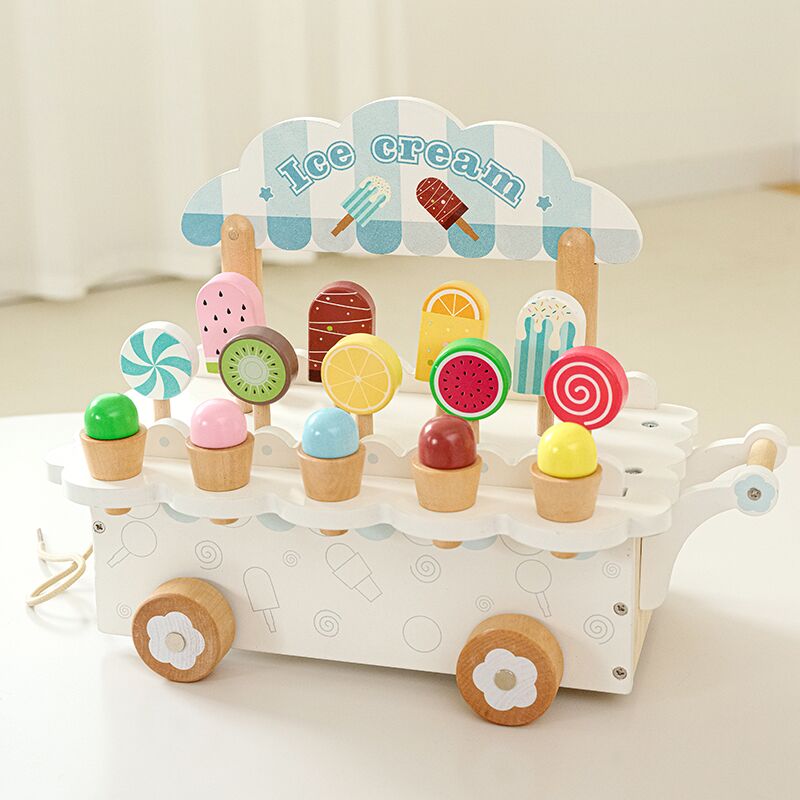 Kitchen Appliances For Kids - Детская деревянная тележка для мороженого, набор